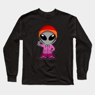 Space Alien Lesbian Pride Colors Long Sleeve T-Shirt